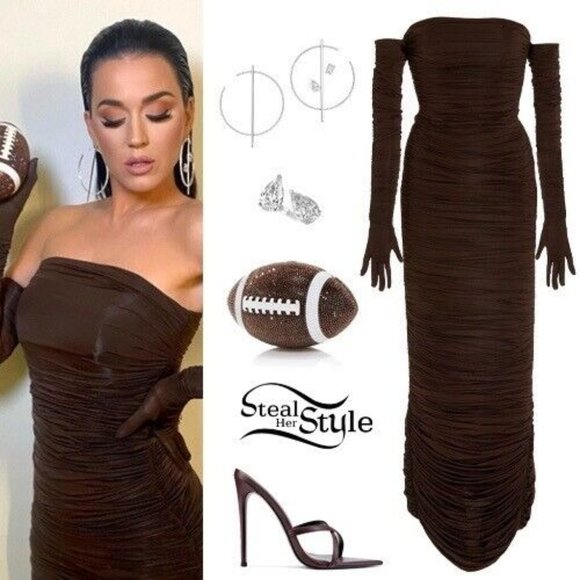 Alex Perry Huntley Gown Gloves Chocolate Brown - Picture 7 of 7